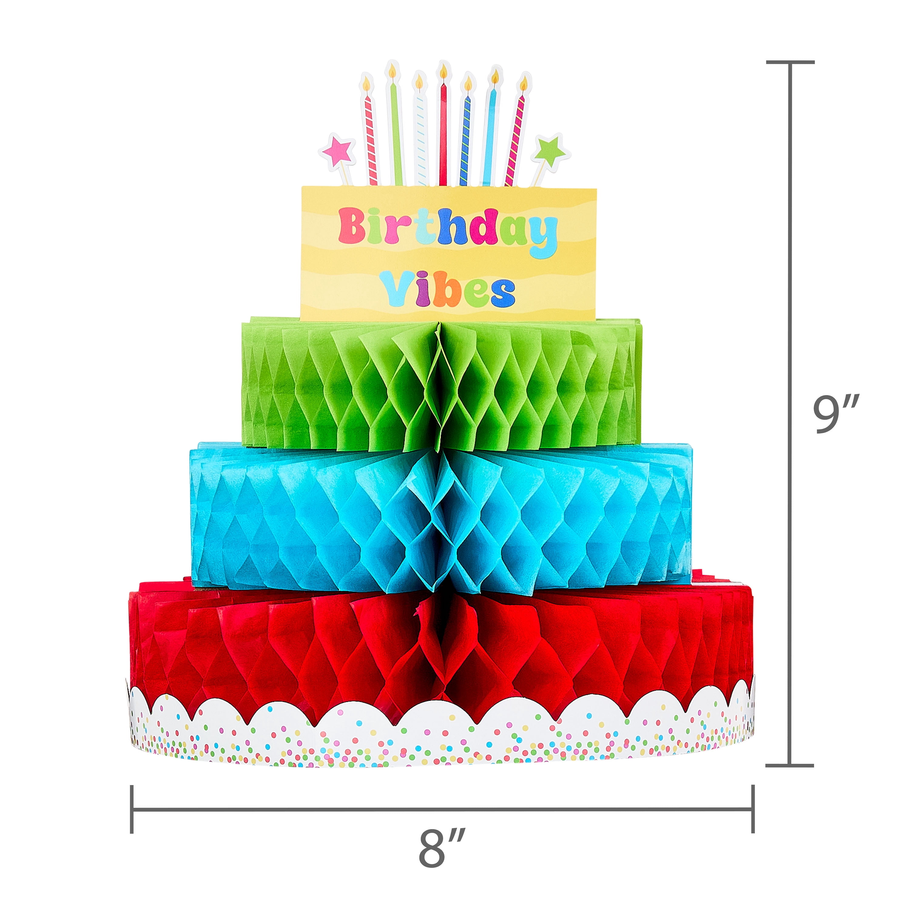 Multicolor Birthday Cake Paper Honeycomb Table Centerpiece Decorations, 3 Count, by Way To Celebrate
