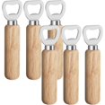 thumbnail image 1 of Paquete de 6 abridores de botellas, abridor de botellas de acero inoxidable, abridor de cerveza con mango de madera, abridor de botellas personalizado para cocina, bar, camping (color madera JFHHH pequeña, 1 of 5