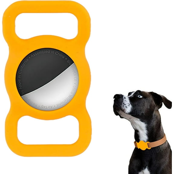 Airtag Case for Dog Collar, Soft Silicone Airtag Holder for Dog Collar, Dog Airtag Holder, Airtag Case for Pets, Compatible with Apple Airtag - Orange