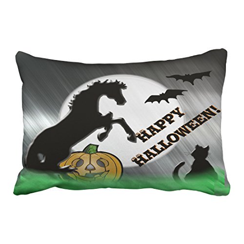 RYLABLUE Popular Vintage Halloween Horses Cat Pumpkin Simple Silhouette Polyester 20 x 30 Inch Rectangle Throw Pillow Covers With Hidden Zipper Home Sofa Cushion Decorative Pillowcases