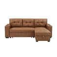 thumbnail image 4 of Partner Furniture Faux Leather Convertible Sectional in Brown, 4 of 9