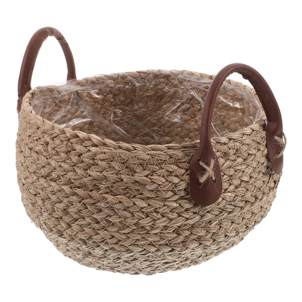 FENGGUIQU Canasta De Natural Beige Con Asa Para Organización Y Macetas Decorativas