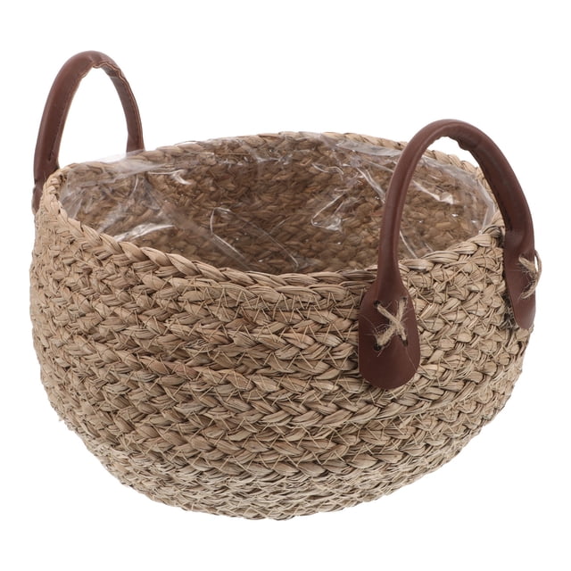 FENGGUIQU Canasta De Natural Beige Con Asa Para Organización Y Macetas Decorativas