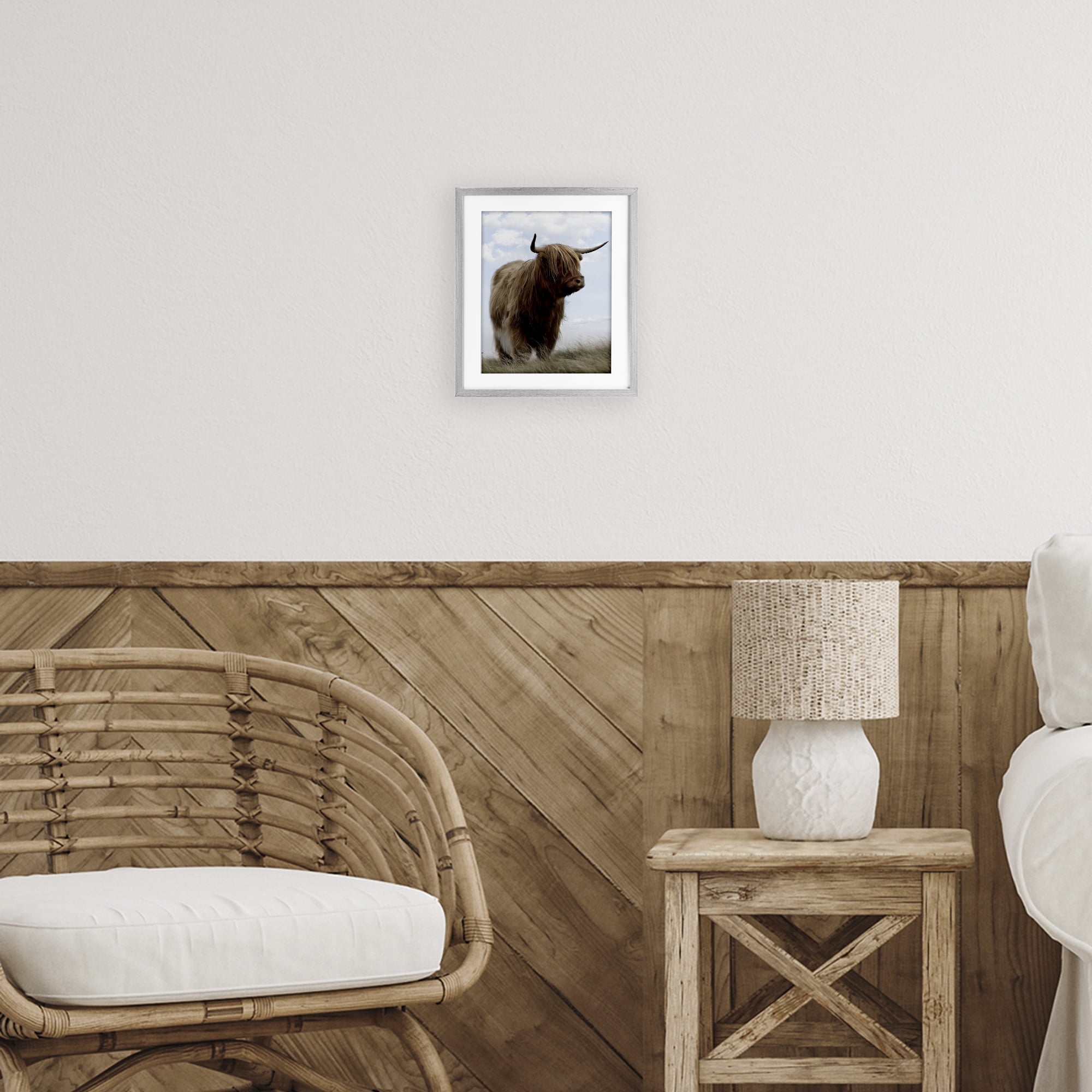 Stupell Industries Restful Look Highland Cattle Gray Framed Print Under Glass, design by Marcus Prime