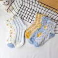 thumbnail image 4 of Calf Socks 5 Pairs for Women 5-10 Cute Crew Vintage Frilly Floral Blossom Design Casual Novelty Cotton Breathable, 4 of 7