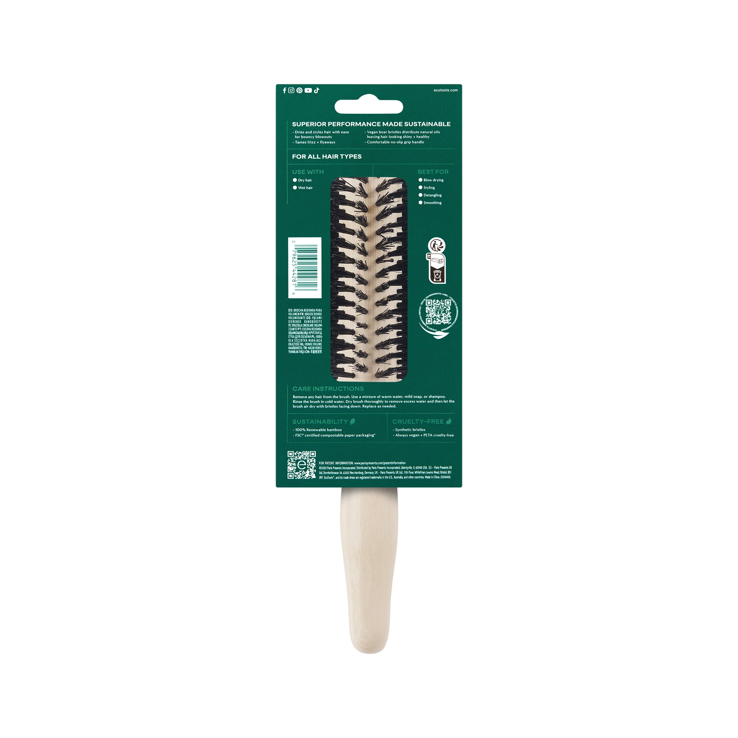 EcoTools Volumizing Round Hairbrush for Enhanced Volume and Shine