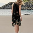 thumbnail image 5 of Solid Color V-Neck Pleated Sleeveless Dress Casual Summer Tunic Dress with Button Front and Pockets for Coffee Dates,Light Brown 2XL, 5 of 5