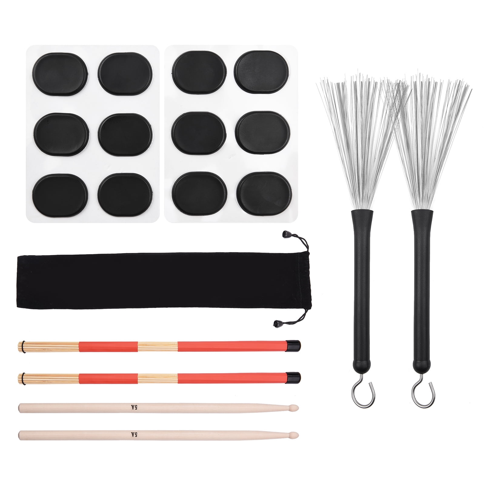 1 Pair Retractable Drum Brushes Drum Sticks Brush with Rubber Handles Percussion Instrument Accessories for Rock Band and Drumers 