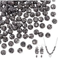 thumbnail image 1 of 100 Pcs Perles de Boule de Pavé Disco Perles de Strass en Argile Polymère Perles Rondes Jet Hématite Trou 8mm : 1mm, 1 of 6