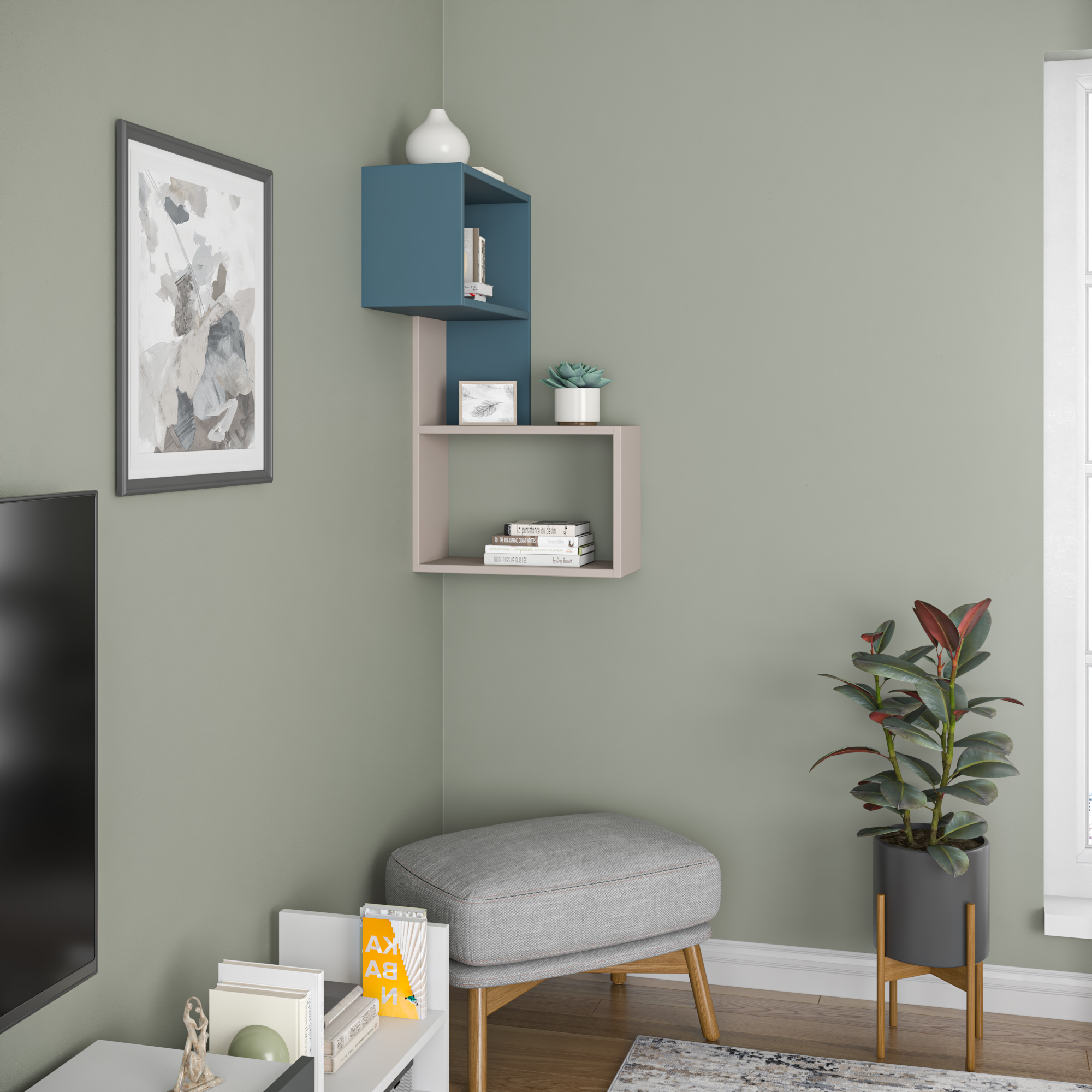 Ada Home Decor Furniture 18.5" 3 Tier Light Mocha Wingate Modern Wall Shelf