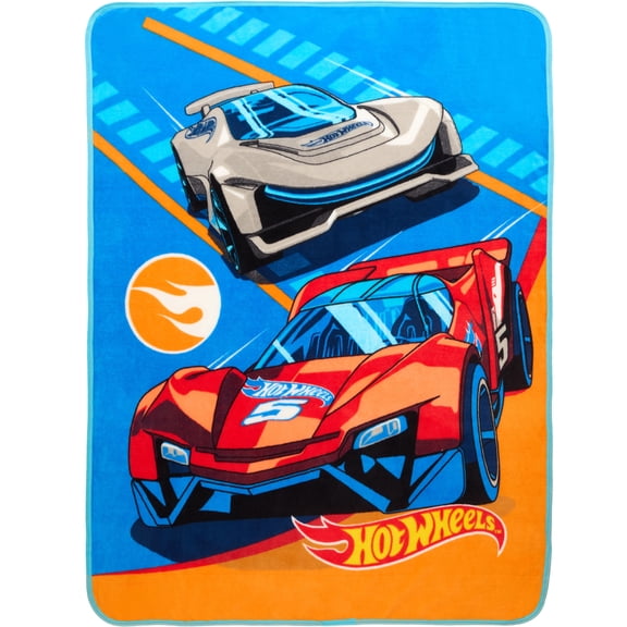 Hot Wheels Kids Blue Print Fleece Throw Blanket, 46 x 60