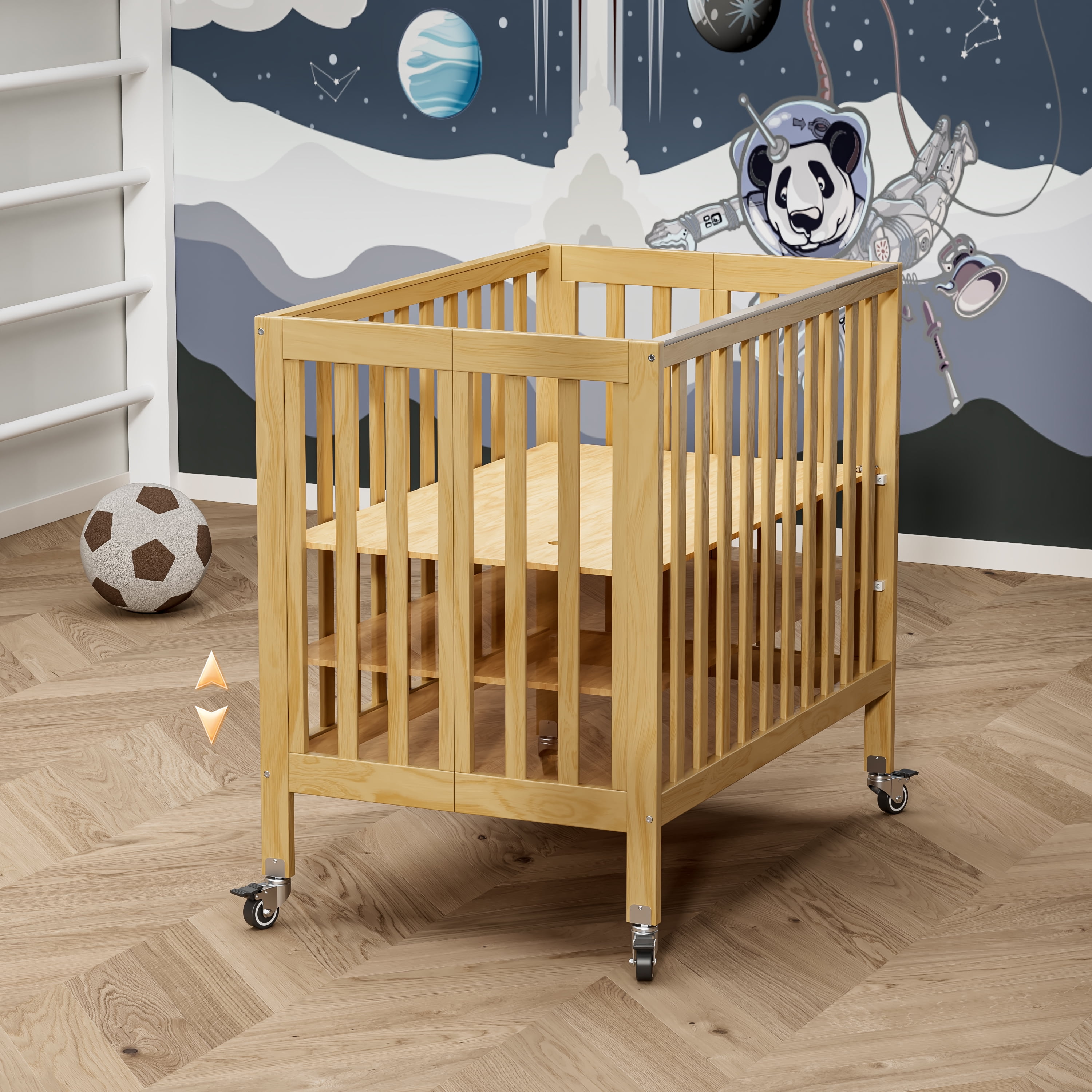 Fizzy Baby Foldable Baby Crib with Wheels Portable Baby Bed Travel Crib Natural Walmart