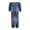 Blue, variant on Off Shoulder Denim Jumpsuit for Women, 3/4 Sleeve Button Front Wide Leg Romper with Pockets, Casual Loose Fit Chambray One-Piece for Daily Wear(Blue/XXXL)