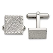 12.96mm Stainless Steel Polished and Textured Square Cuff Links Cuff Link for Men