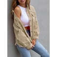thumbnail image 3 of SUNSIOM Women's Oversized Denim Jacket Coat Lapel Long Sleeve Button Up Ripped Jean Jacket Autumn Spring, 3 of 6