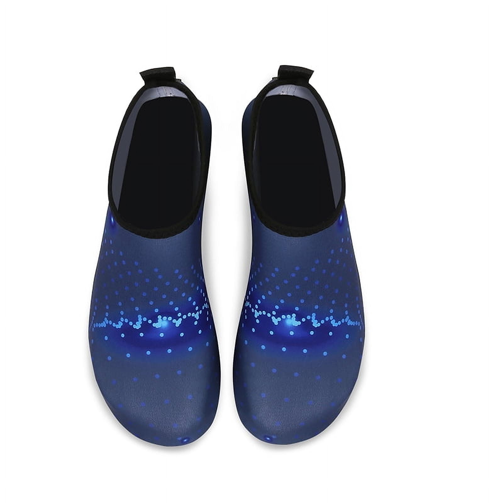 Men and Women a Slip On Barefoot Quick-Dry Beach Aqua Yoga Water Shoes (Glowing Dots/Navy, 11-12 Women/9.5-10 Men)