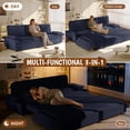 thumbnail image 3 of 94.5" King Size 3-in-1 Convertible Sleeper Sofa Bed, Pull Out Corduroy Sofa, Multi-functional Blue Couch, Chaise Lounge for Living Room & Bedroom, 3 of 9