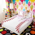 thumbnail image 4 of Erosebridal Light Purple Drippy Baseball Print Full Size Sheets, Sports Monogram Bed Sheets for Kids Boys and Girls, 1 Flat Sheet, 1 Fitted Sheet and 2 Pillowcases, 4 of 6