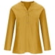 thumbnail image 4 of Blusa holgada con botones para mujer: manga larga, cuello en V, aberturas laterales, 35 % mezcla de algodón, camisa informal para el día a día., 4 of 5