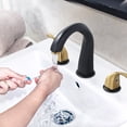 thumbnail image 2 of Wowow 8 in. Widespread Double Handle Bathroom Faucet in Black and Gold, 2 of 8