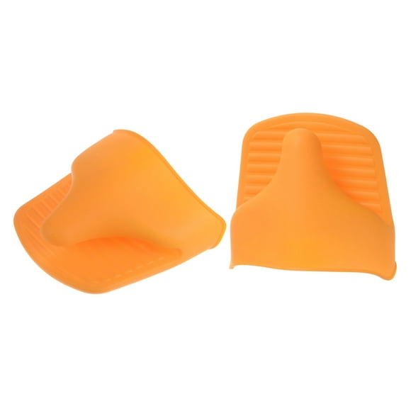 Unique Bargains 2pack Silicone Oven Gloves Heat Resistant Mini Pot Holder Silicone Oven Mitts Pinch Pot Holders Finger Protector Orange