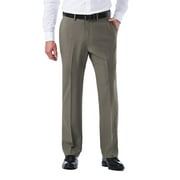Men's Haggar eCLo Stria Classic-Fit Flat-Front Dress Pants Heather Gray