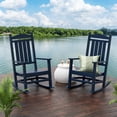 thumbnail image 2 of Costaelm Paradise Classic Plastic Outdoor Porch Rocking Chairs (Set of 2), Navy Blue, 2 of 9
