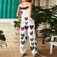 thumbnail image 4 of Women's Valentine's Day Overalls Sleeveless Cute Heart Print Outfits Straight Leg Rompers Casual Baggy Overalls Valentine's Jumpsuits with Adjustable Straps, 4 of 4
