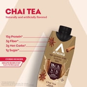 Atkins Chai Tea Latte Flavored High Protein Shake, Ready to Drink, Low Sugar and Low Carb Shakes, Keto-Friendly, Made with Real Tea, 4 Count