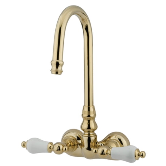 Elements Of Design Dt0712pl Double Handle Wall Mounted Clawfoot Tub Filler - Brass