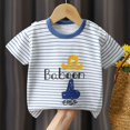 thumbnail image 2 of Gelikeya Toddler T Shirts for Boys 5T Soft Cotton Short Sleeve Cartoon Striped Graphic Tees Shirt Summer Cute Clothes #04 Navy, 6-12 Months, 2 of 3