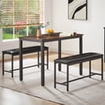 thumbnail image 2 of Bar Table with 2 Dining Benches, Kitchen Table Counter with Chairs, Industrial for Kitchen Breakfast Table, Living Room, Party Room, Brown and Black,43.3″L x 23.6″W x 29.9″H, 2 of 7