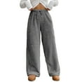 thumbnail image 2 of Endives Women's Lounge Pants Fuzzy Plush Pajama Pants Elastic Waist Wide Leg Bottoms Pants Winter Warm, 2 of 4