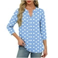 thumbnail image 3 of Feancey 3/4 Sleeve Womens Tunic Tops V Neck Casual Polka Dot Print T-Shirts Loose Fit Dressy Office Work Shirts Soft Cute Tees for Women Light Blue S, 3 of 7
