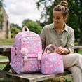 thumbnail image 5 of 3 Pcs Star Prints Backpack Set, Large‑Capacity Back To School Bag, Multi‑Pocket Anti‑Theft Bookbag For Girls Campus & Casual Travel (Blue), 5 of 5