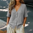thumbnail image 3 of Xugsiok Womens Cardigan Sweaters Fashion Casual Solid Color V-Neck Button Down Short Sleeve Cover Up, 3 of 7