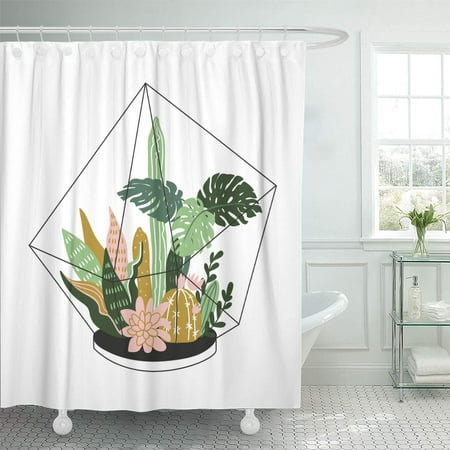 KSADK Succulent Contained Tropical House Plants Scandinavian Style Modern and Elegant with Terrarium with Cacti Shower Curtain Bathroom Curtain 60x72 (Best Window For Succulents)
