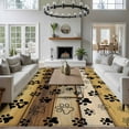 thumbnail image 3 of 6'x9' Area Rugs, Cute Dog Claws Indoor Outdoor Area Rug for Living Room Bedroom, Farmhouse Brown Wooden Grain Puppy Pawprints Washable Bathroom Rugs Kitchen Floor Carpet Mats Home Decor Aesthetic, 3 of 8