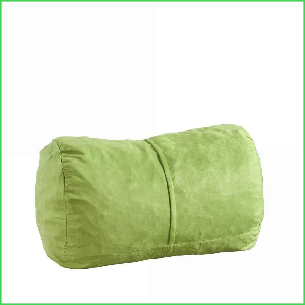 Michael 4-Foot Cylindrical Suede Bean Bag Chair for Adults | Green | Polyester
