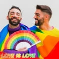 thumbnail image 5 of LINLIN 3 Pcs Rainbow Hand Fans, Foldable Gay Pride Fans, Colorful Paper Gay Fans Pride Stuff Accessories for LGBT Pride Month (Horizontal Striped Rainbow), 5 of 7