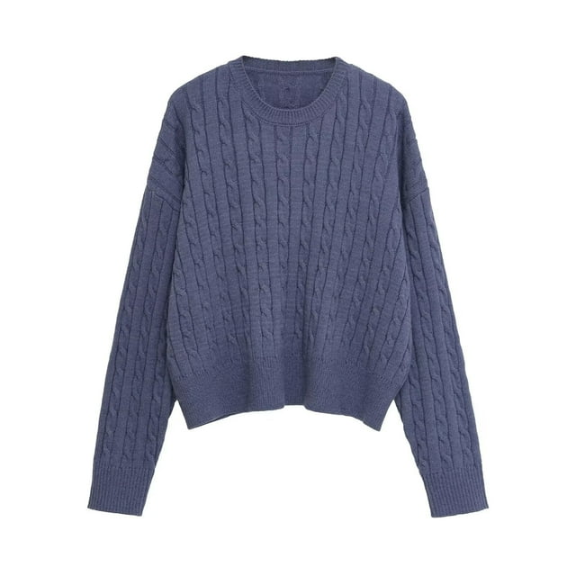 RXMEKW Chandail à Manches Longues et Col Rond pour Femmes, Haut d'Hiver Décontracté, Coupe Régulière, Beige Taille g