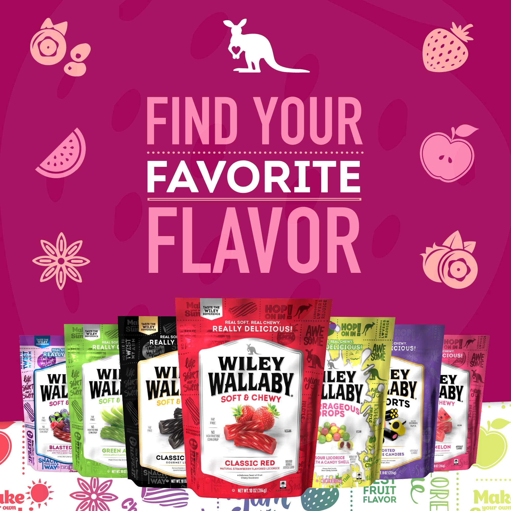 Wiley Wallaby 5.5 Ounce Very Berry Low Sugar Gluten Free Gourmet Australian Style Soft & Chewy Licorice Candy Twists 5.5 Ounce, Pack of 3
