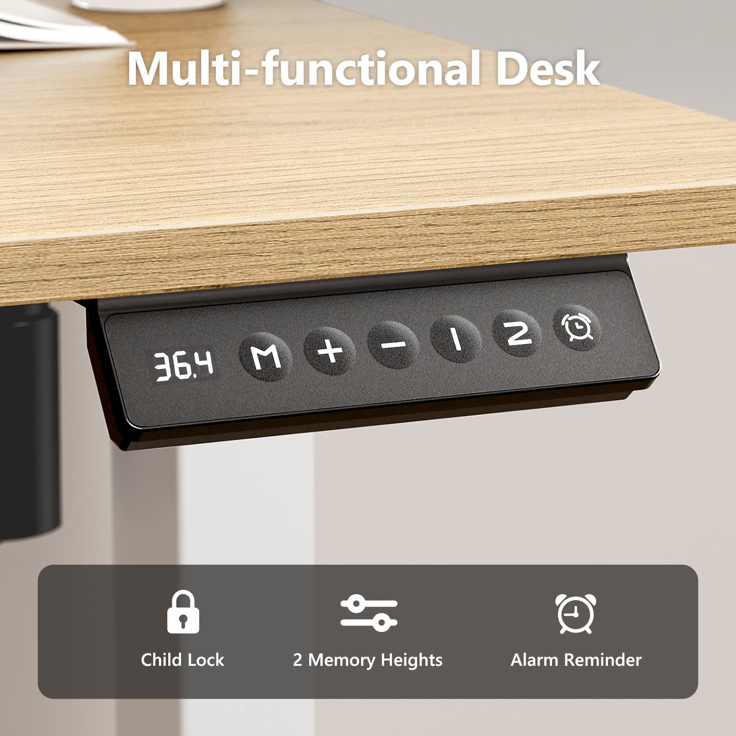 Gylador Electric Standing Desk, 55''x24'' Height Adjustable Desk with Memory Preset, Stand up Desk with Electric Lift, Electric Desk for Home, Computer Desk, Office Desk, 2 Boards, Oak