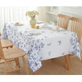 thumbnail image 3 of Blue and White Floral Tablecloth, Rectangle Tablecloth 52 x 70 Inch, Spill-Proof Wrinkle Resistant Table Cloth for Spring Picnic Kitchen Dining, 3 of 6