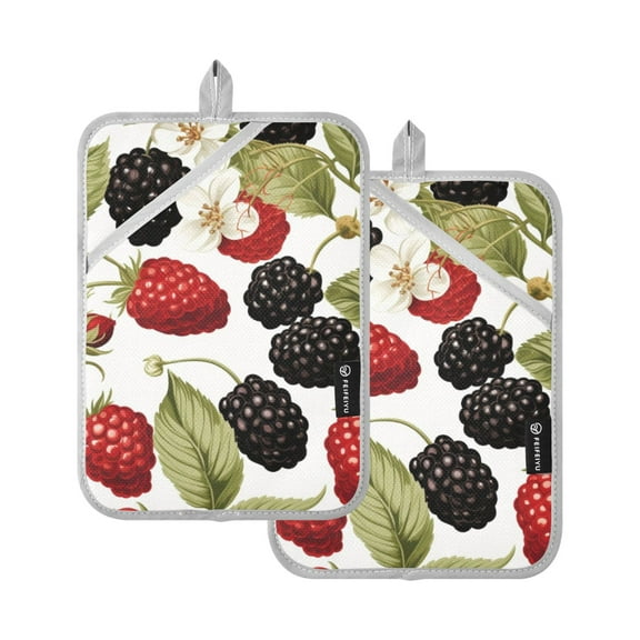 Mulberries Fruits Pot Holders Set of 2 Heat Resistant Kitchen Oven Gloves Potholder Cooking Baking Microwave Mitts