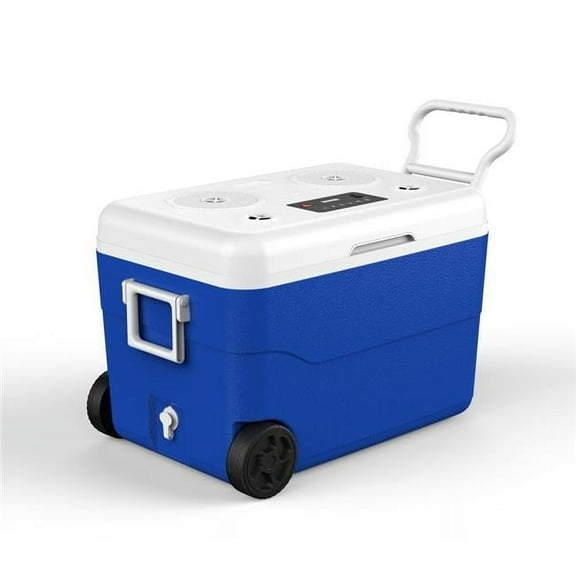 Rechargeable Red 55 Quarts Cooler with Waterproof Built-in Bluetooth Speaker and 12,000 maH Power B