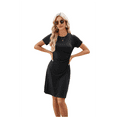 thumbnail image 4 of Round Neck Short Sleeve Dress Black L, 4 of 7