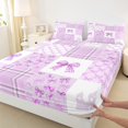 thumbnail image 3 of Manfei Purple Bow Knot Full Size Sheets 4-Piece for Girls, Princess Castle Bed Sheets, Kawaii Plaid Sheet Sets, Lightweight Room Decor, 3 of 6