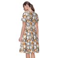 thumbnail image 2 of Bixox Robe d'Été à Manches Courtes pour Femmes Robe Ample Longueur Genou avec Poches-Chat Dessin Animé 1, 2 of 7