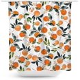 thumbnail image 3 of Water Color Peach Shower Curtain Round Citrus Pattern Design Colorful Grange Fresh Leaves Polyester Fabric With Hooks, 3 of 10